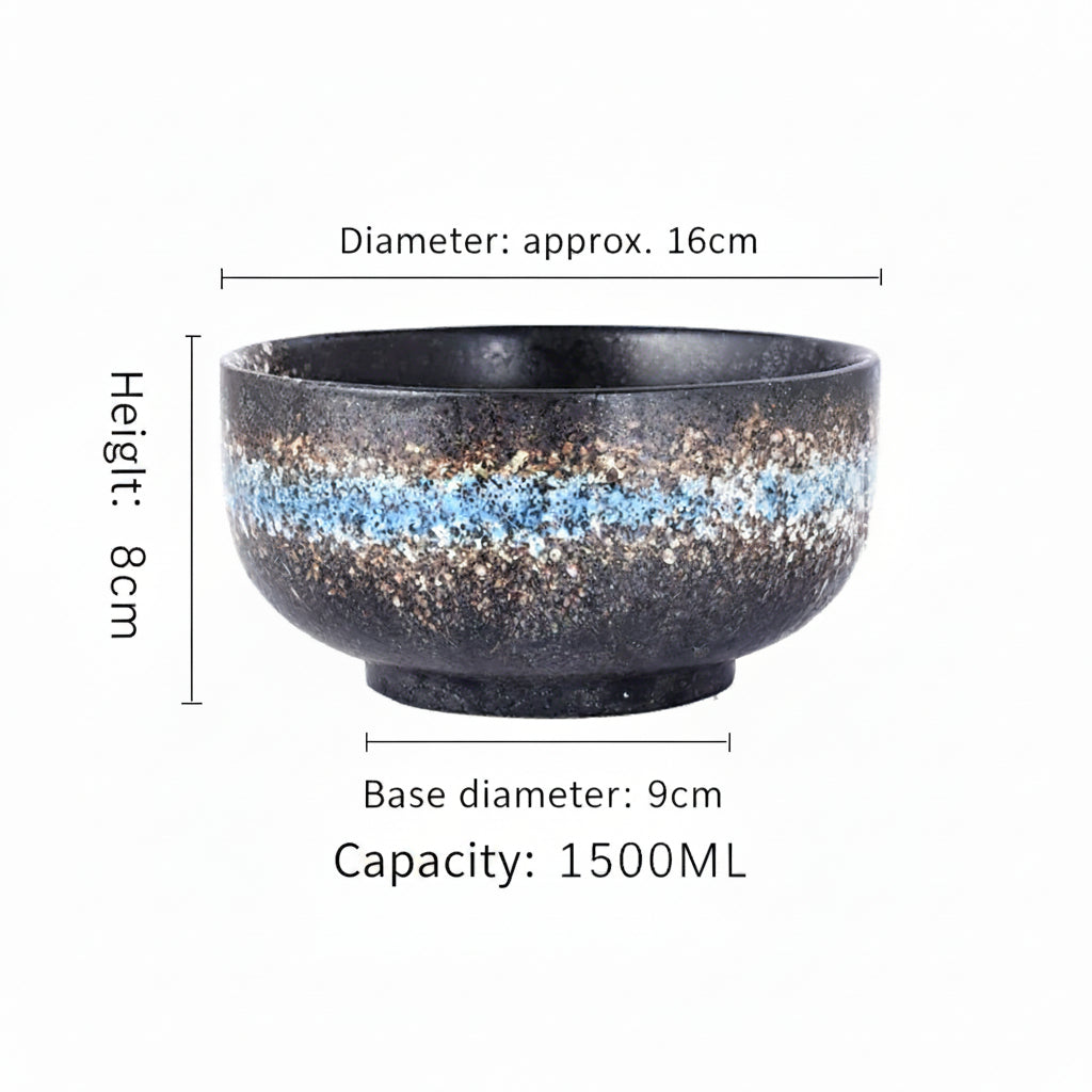 Japanese Style Ceramic Bowl with Lid, Single Noodle Bowl