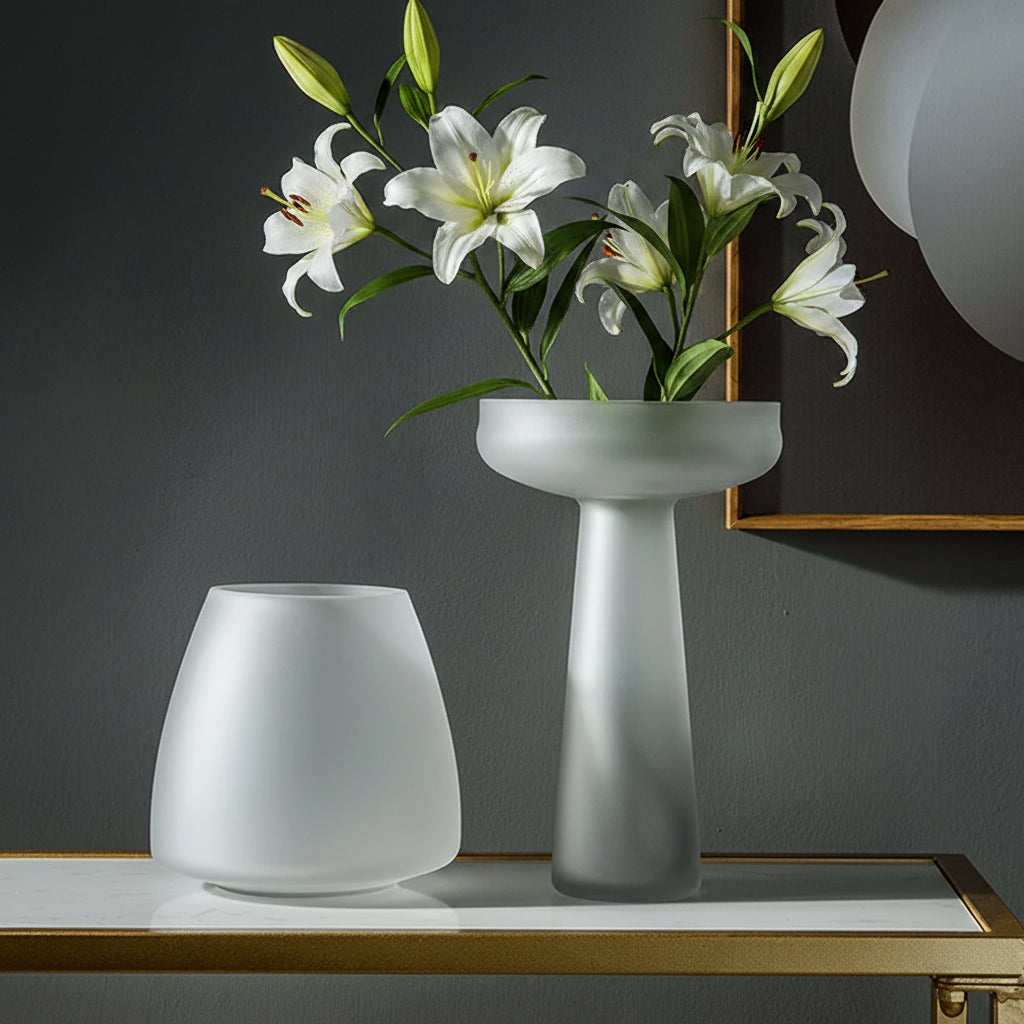 Nordic Light Luxury Home Decor Frosted Glass Vase Living Room Decoration Table Flowers Hydroponic Vase Terrarium Decor