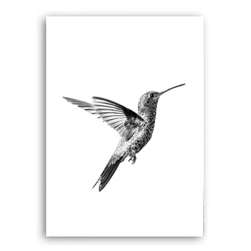 Nordic Minimalist Hummingbird Art Print Canvas Painting Living Room Black and White Posters Wall Art Pictures Scandinavian Decor